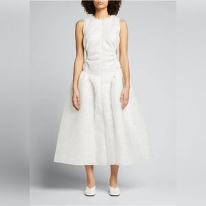 Cecilie Bahnsen Samara Matelasse-Effect Midi Dress in White - Size 6